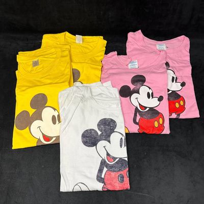 Five Disney Mickey Mouse Graphic T-Shirts Size Medium White Pink Yellow