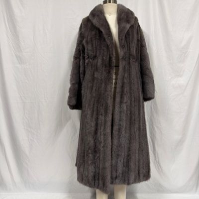 Gray Mink Natural Fur Long Coat FurC3