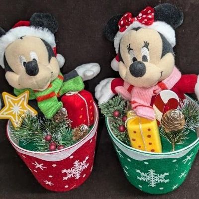 Prima Creations Disney Mickey & Minnie Mouse Christmas Plush Pots