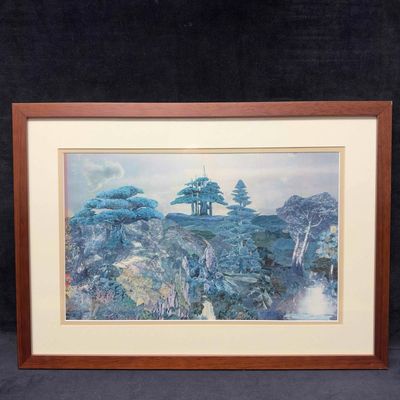 Magazine Mod Podge Collage Trees Mountains Grass Landscape Artwork