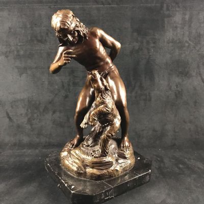Vintage Bronze Sculpture, Bohemian Bear Tamer