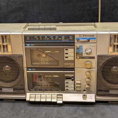 80s Emerson CTR 949 Boombox Dual Cassette Tape Player Radio