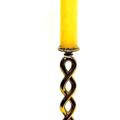 Vintage Mid Century Modern Leviton Candle Lamp Gold Colored Unique Design