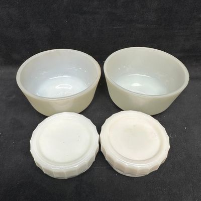 Fire-King Anchor Hocking White Milk Glass Bowls and Lids