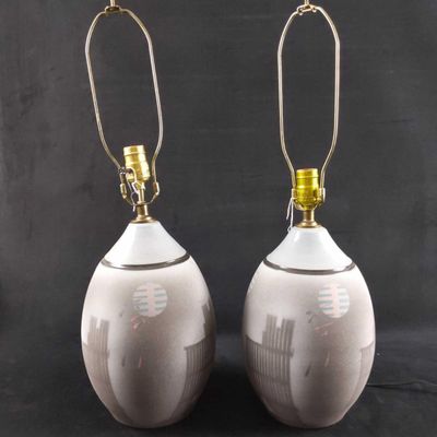 Two Vintage Ceramic 1980s Style Lamps Lot Of Two