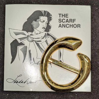 Sale Photo Thumbnail #1248: Linda Dano Gold Tone Scarf Anchor Brooch