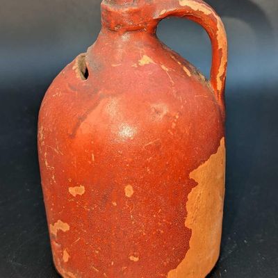 Antique Redware Jug Coin Still Bank