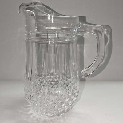 Vintage 9" Diamond Pattern Glass Pitcher