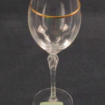 Retired Lenox Crystal Monroe Gold Trim Wine Glass