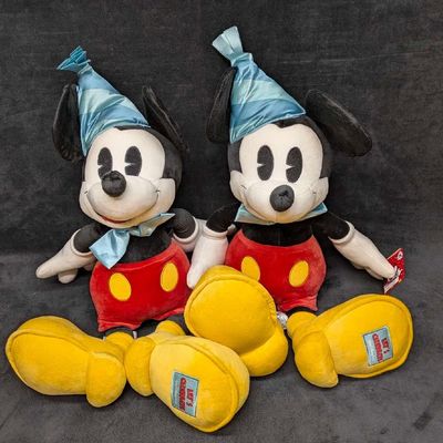 Sale Photo Thumbnail #1098: Two Large Walt Disney World "Let's Celebrate" Mickey Mouse Plushes