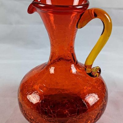 Vintage Red Crackle Glass Small Vase