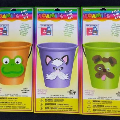 Three Foamies Pail Pal Kits Cat Frog Dog