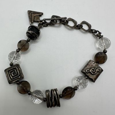Sale Photo Thumbnail #1194: Silpada Sterling Silver Smoky Quartz Crystal Beaded Bracelet