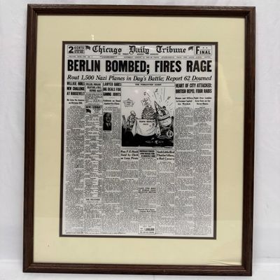 WWII Chicago Daily Tribune Berlin Bombed Fires Rage Newspaper Archival Print