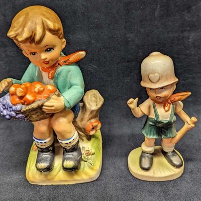 2 Vintage Made In Japan Boy Figurines