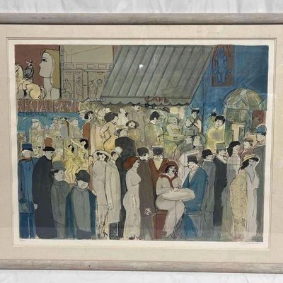 Framed Limited Edition Serigraph "April Cafe" By David Schneuer