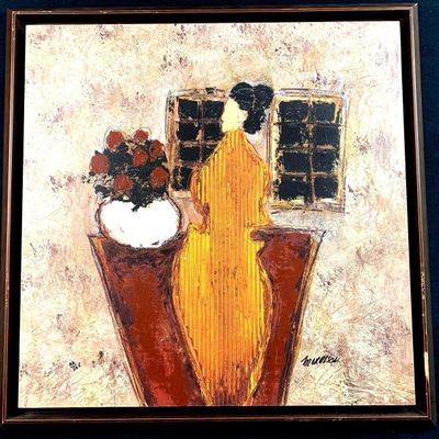 Sale Photo Thumbnail #1222: Canvas Print Woman By Windows With Flowers