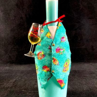 Tropical Wine Bottle with Vest and Small Wine Glass
