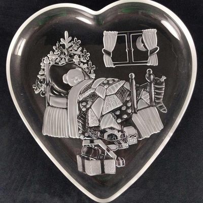 Christmas Dream Glass Heart Shaped Serving Tray by Mikasa