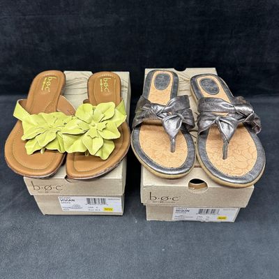 Born Concept BOC Women's Sandals Set Vivian Kiwi Green and Sequin Pewter Color