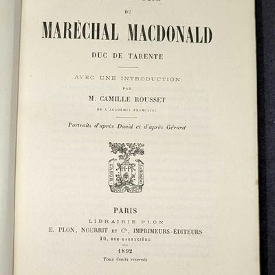 1892 Souvenirs Du Marechal Macdonald Hardcover