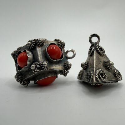 Ornate Fob Charm Set 800 Silver Etruscan Style ER77