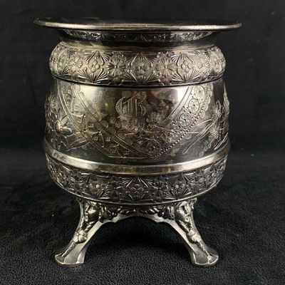 Sale Photo Thumbnail #1004: Antique Meriden Britannia 1924 Quadruple Silver Etched Vessel