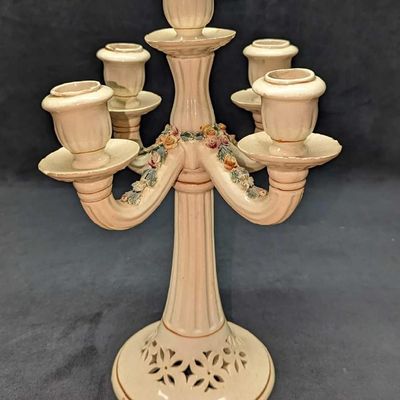 Vintage Italian Porcelain Flower Candelabra