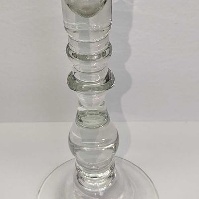 Vintage Clear Glass 10" Candlestick Holder B