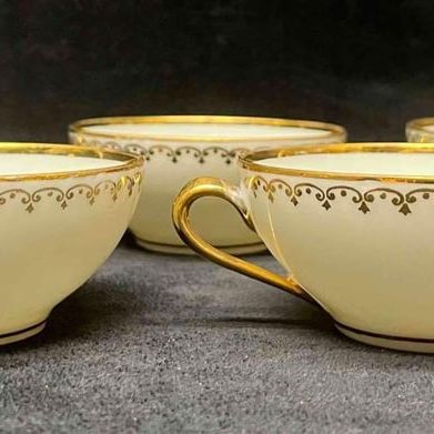 Five Limoges Gold Trim Tea Cups