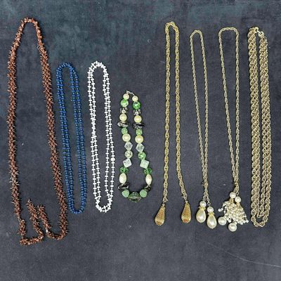 Costume Necklace Collection Plastic Beaded Glass Bead Gold Tone Faux Pearl Jewelry Set