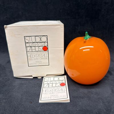 Hanne Dreutler Studio Ahus Swedish Art Glass Orange Apple