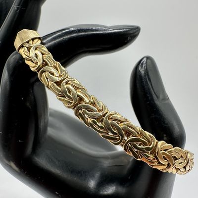 Turkey AK 14K Gold Byzantine Flat Link Bracelet