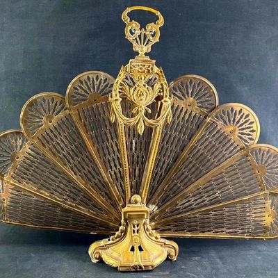 Late 19th Century Peacock Fan Fireplace Screen