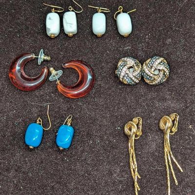 6 Pairs Of Norman Miller Joan Rivers Unmarked Earrings