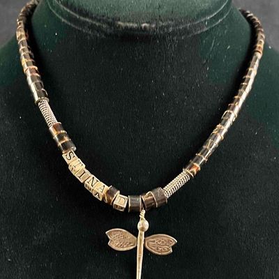 Natural Bead Necklace w Sterling Charms & Clasp