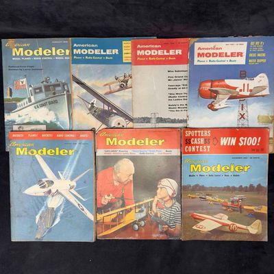American Modeler Magazine Model Planes Boats 1958 Lot of 7 Seven Magazines Collection Set