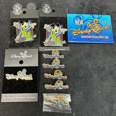 Disney Quest Lapel Pin and Button Set Disney Pins