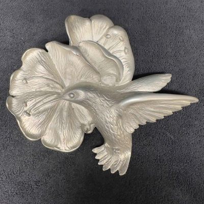 Humming Bird Metal Silver Toned Brooch Lapel Pin