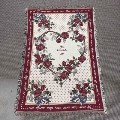 Goodwin Weavers Throw Blanket Floral Roses Hearts You Complete Me Love Couples Marriage