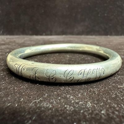 Engraved Personalized Lettering Motifs Sterling Silver Bangle Bracelet L45