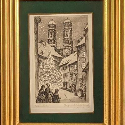 Original Framed Vintage Grossmünster Etching