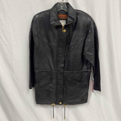 Cayenne Leather Rain Jacket Black Gold Toned Accents Small