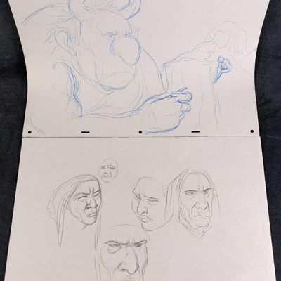 2 Original Disney Artist Drawn Animation Production Sketches