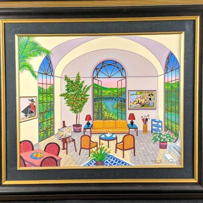 Fanch Interior W Seurat Embellished Serigraph W3
