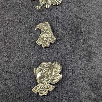 4 Silver Tone 1990 Bike Week Laconia Pinback Pins