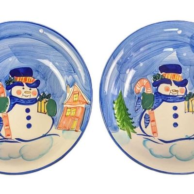 Sale Photo Thumbnail #1003: Two Emerald Station Casino Ceramic Snowman Bowls