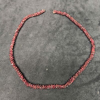Gemstone Bead Purple Amethyst Style Woven Beaded Necklace Broken H95