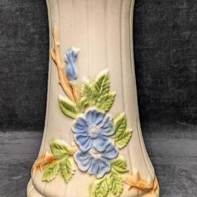 Vintage Pottery 13" Crackle Floral Pedestal