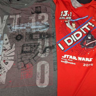2 Star Wars Men's XL Shirt Millennium Falcon & RunDisney Shirts